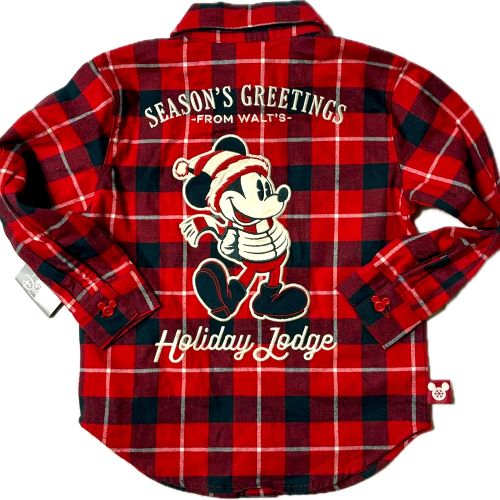 Disney Pajamas SetRed & Black Flannel  SZ 4 Christmas Holiday Lodge NEW W/ TAGS